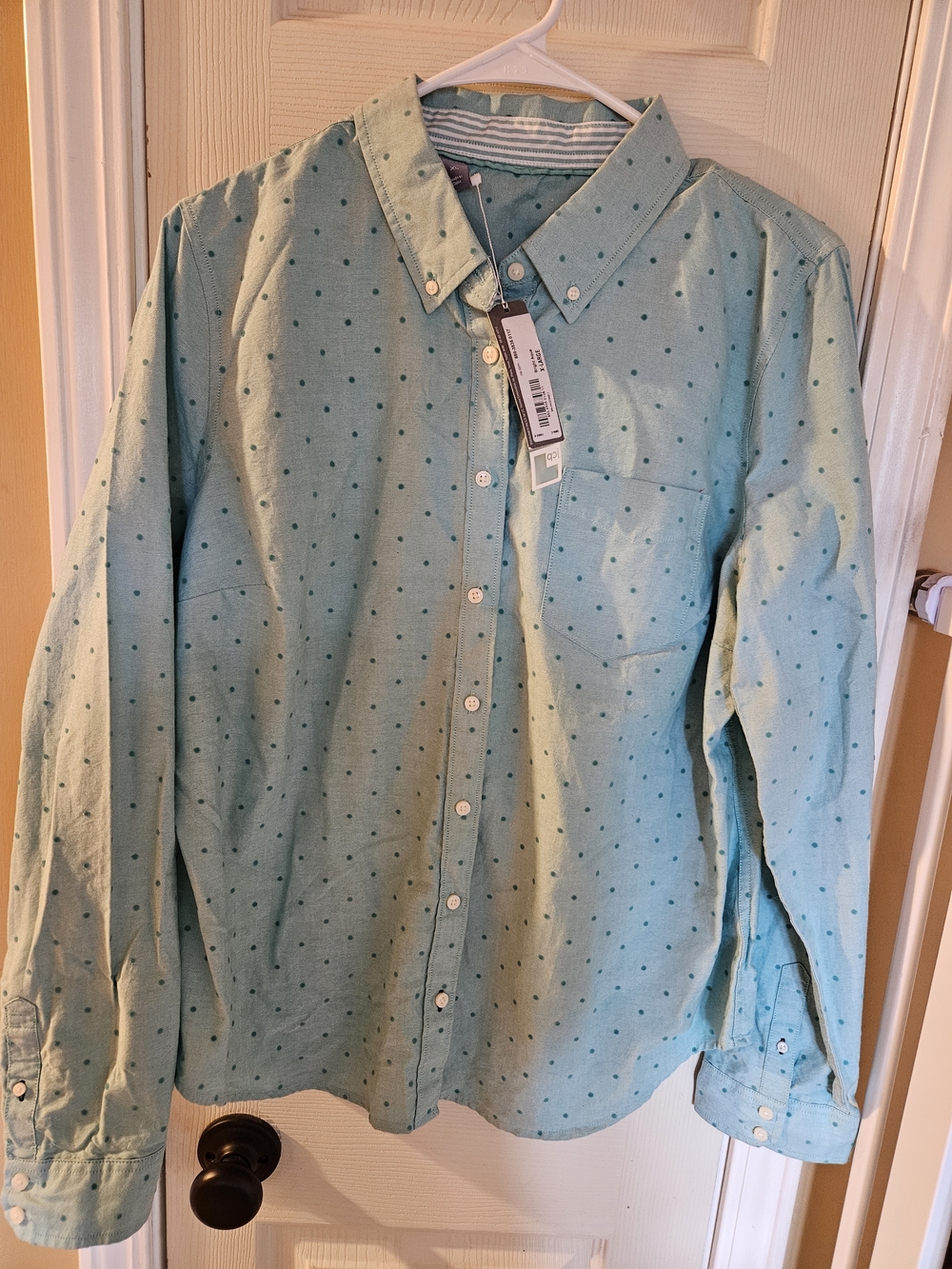 jcpenney Mint Green Button-Down Shirt with Teal Dot Print